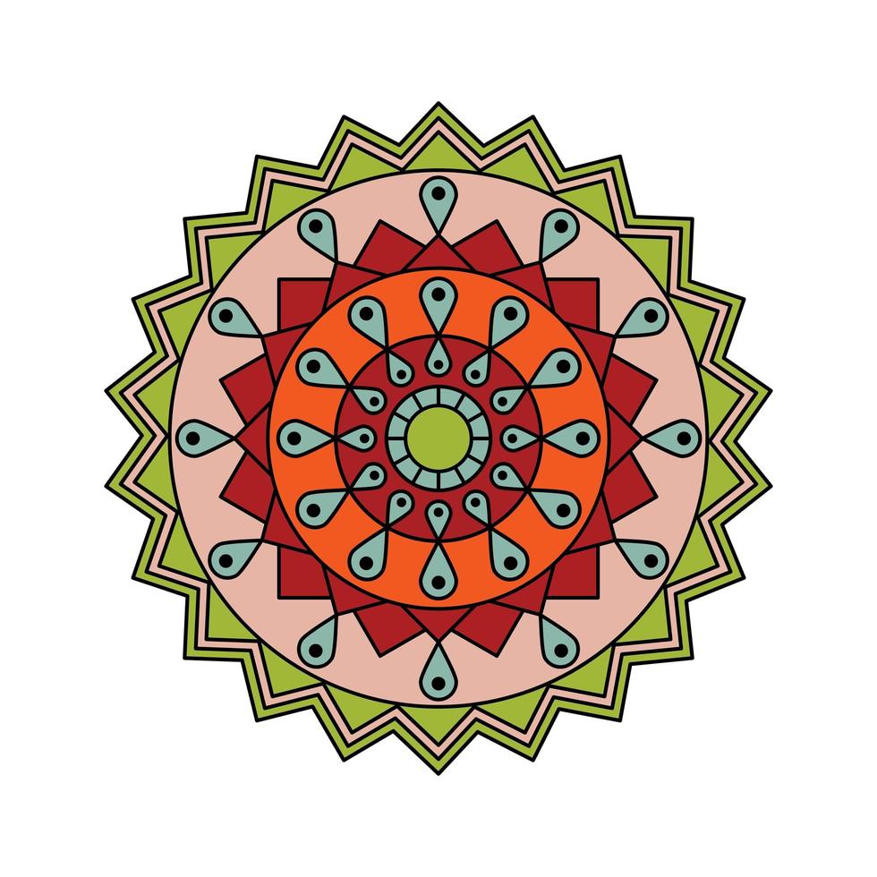 indisch gefärbtes Mandala vektor