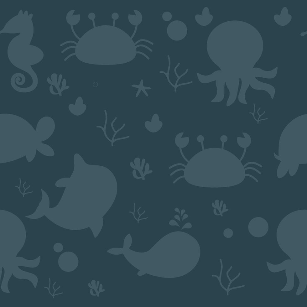 Nahtloses Kindermuster im Tierstil Silhouette auf dunklem Hintergrund. Vektor-Illustration. vektor