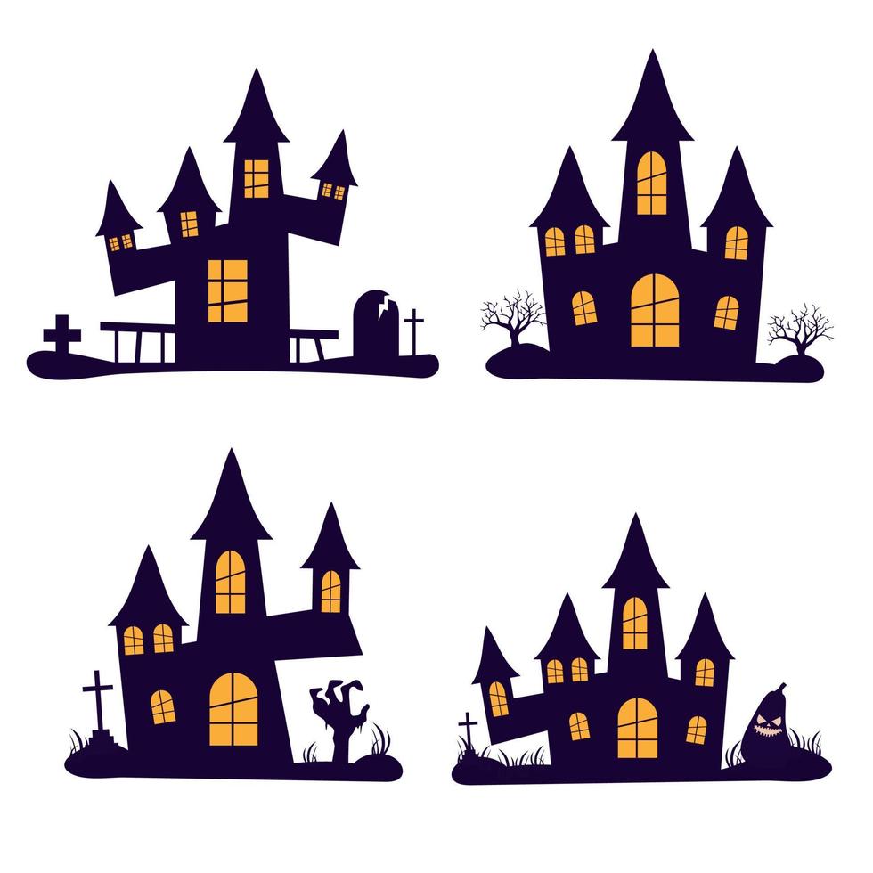 uppsättning av besatt hus halloween. vektor illustration