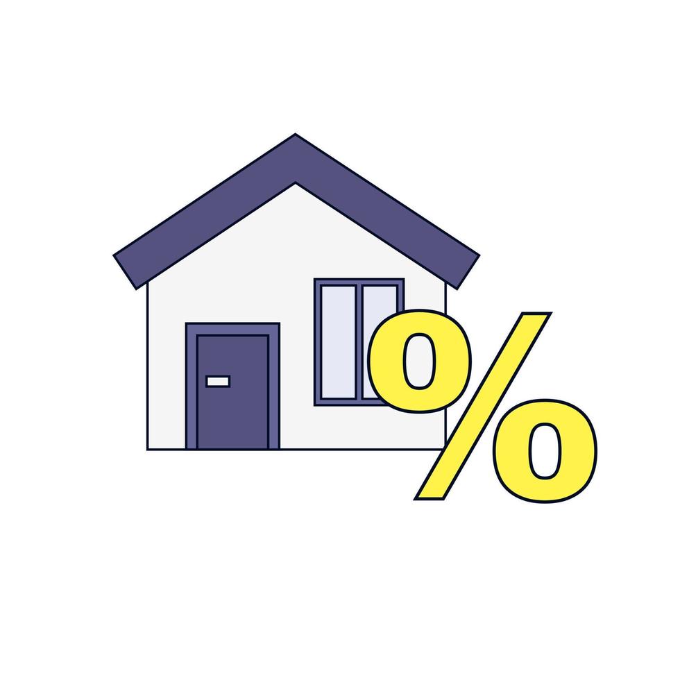 vektor hus med en procent, isolerat på en vit bakgrund.