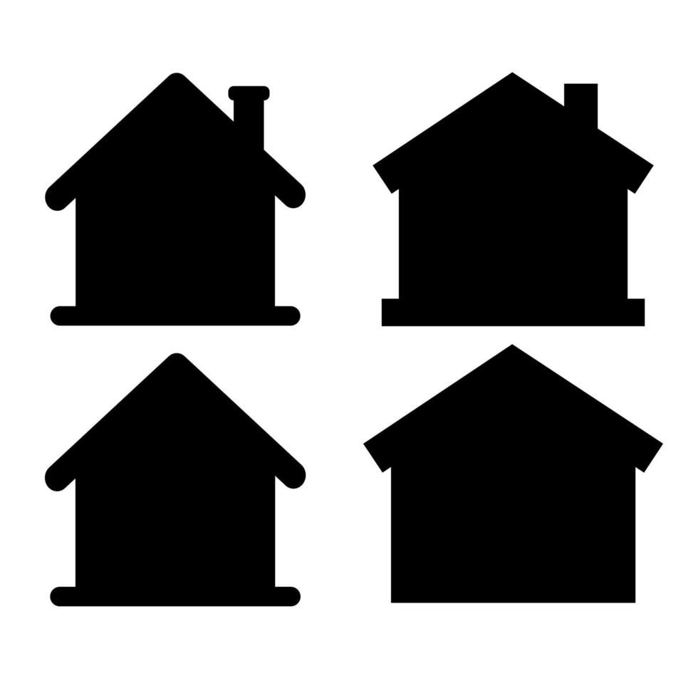 uppsättning av vektor hus silhuetter annorlunda i platt stil, isolerat på vit bakgrund.