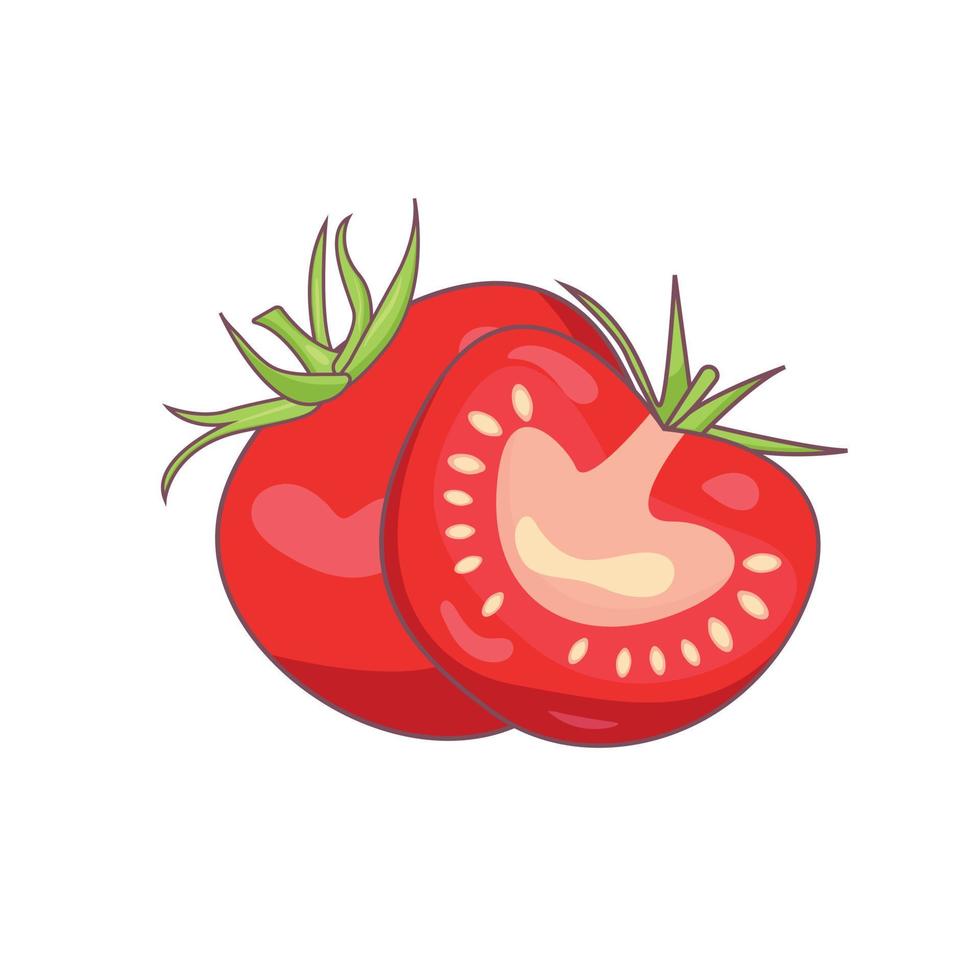 en hela tomat med en skära halv på en vit bakgrund vektor