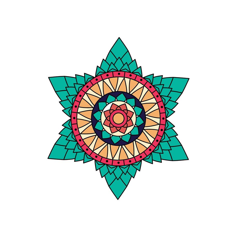 indisk färgglad stjärna mandala design vektor