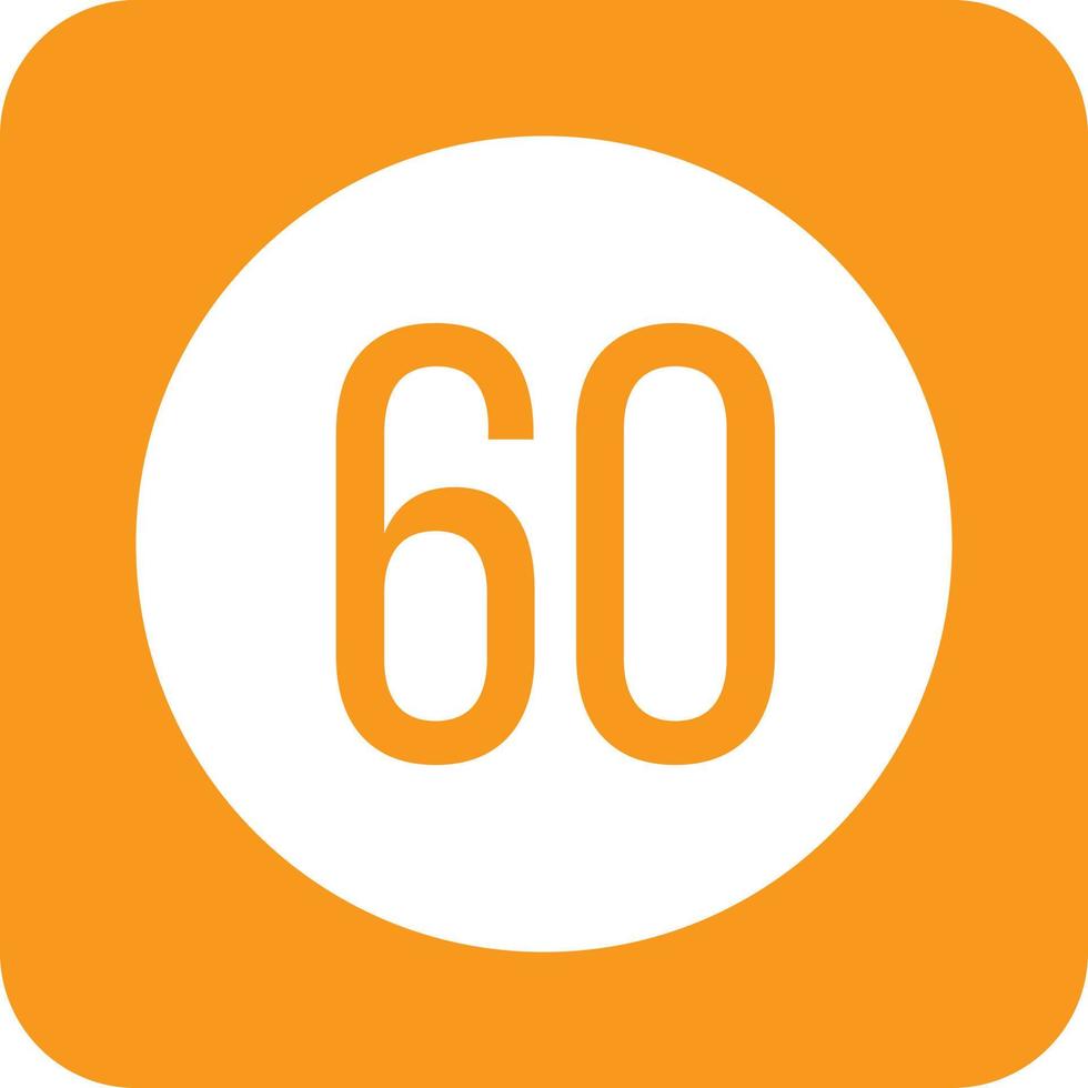 Geschwindigkeitsbegrenzung 60 Glyphe rundes Hintergrundsymbol vektor