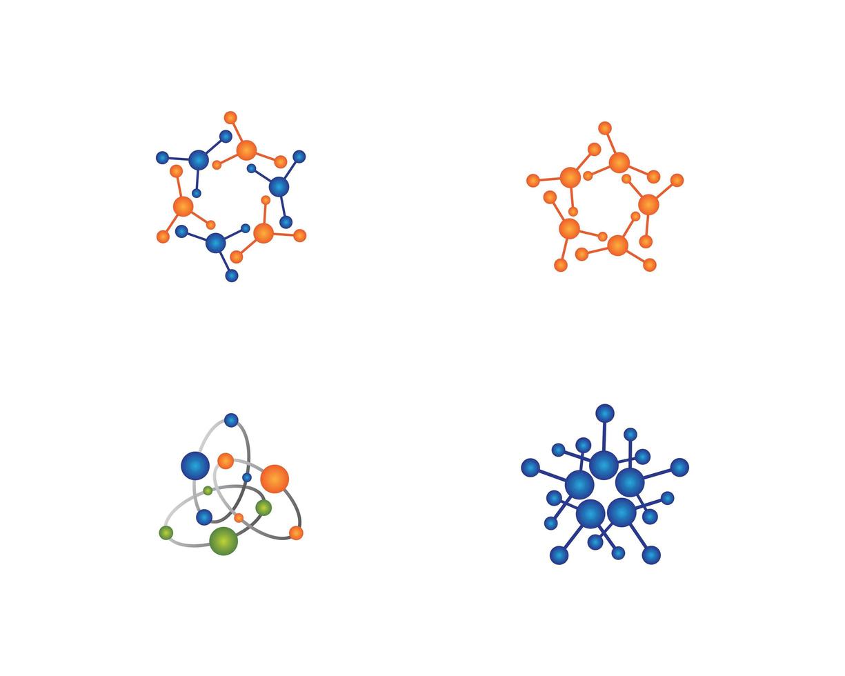 Satz Sternmolekül-Logo-Design vektor