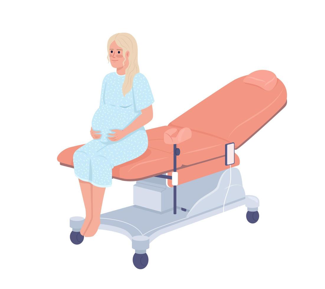 gravid lady på gynekolog utnämning semi platt Färg vektor karaktär. redigerbar figur. full kropp person på vit. enkel tecknad serie stil illustration för webb grafisk design och animering