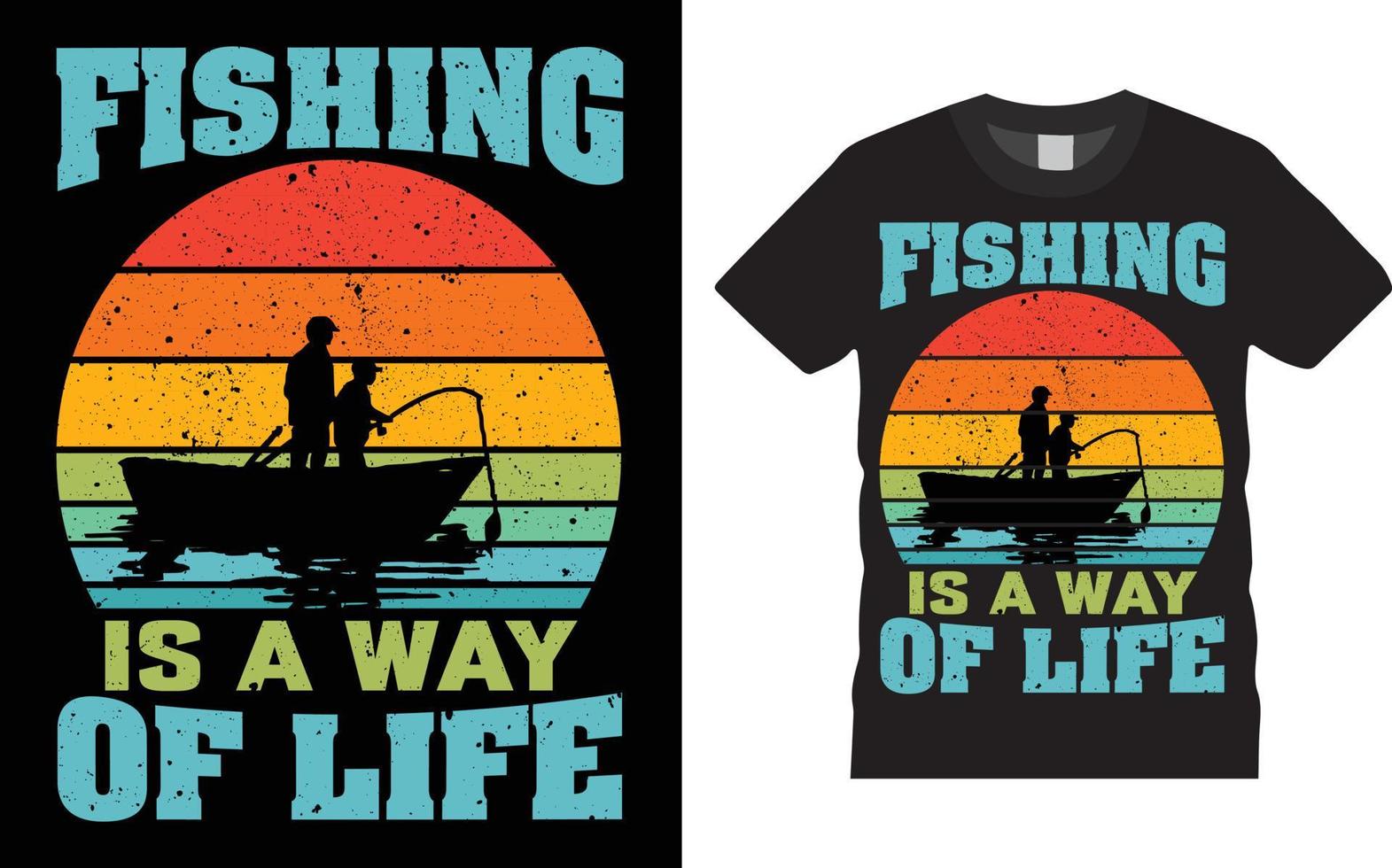 Fischen ist eine Lebensart-Zitatvektor-T-Shirt-Designschablone. vektor