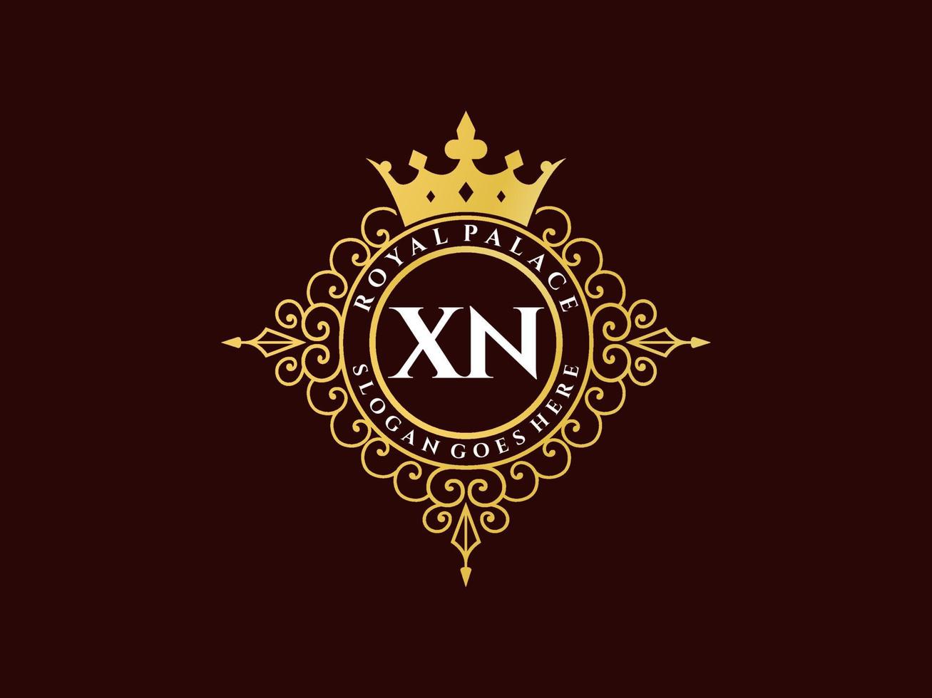 brev xn antik kunglig lyx victorian logotyp med dekorativ ram. vektor