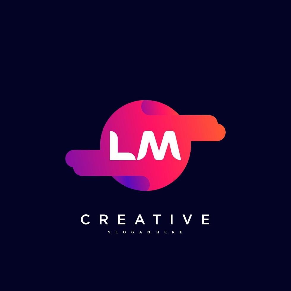 lm anfangsbuchstabe logo icon design template elemente mit wellenfarbener kunst vektor