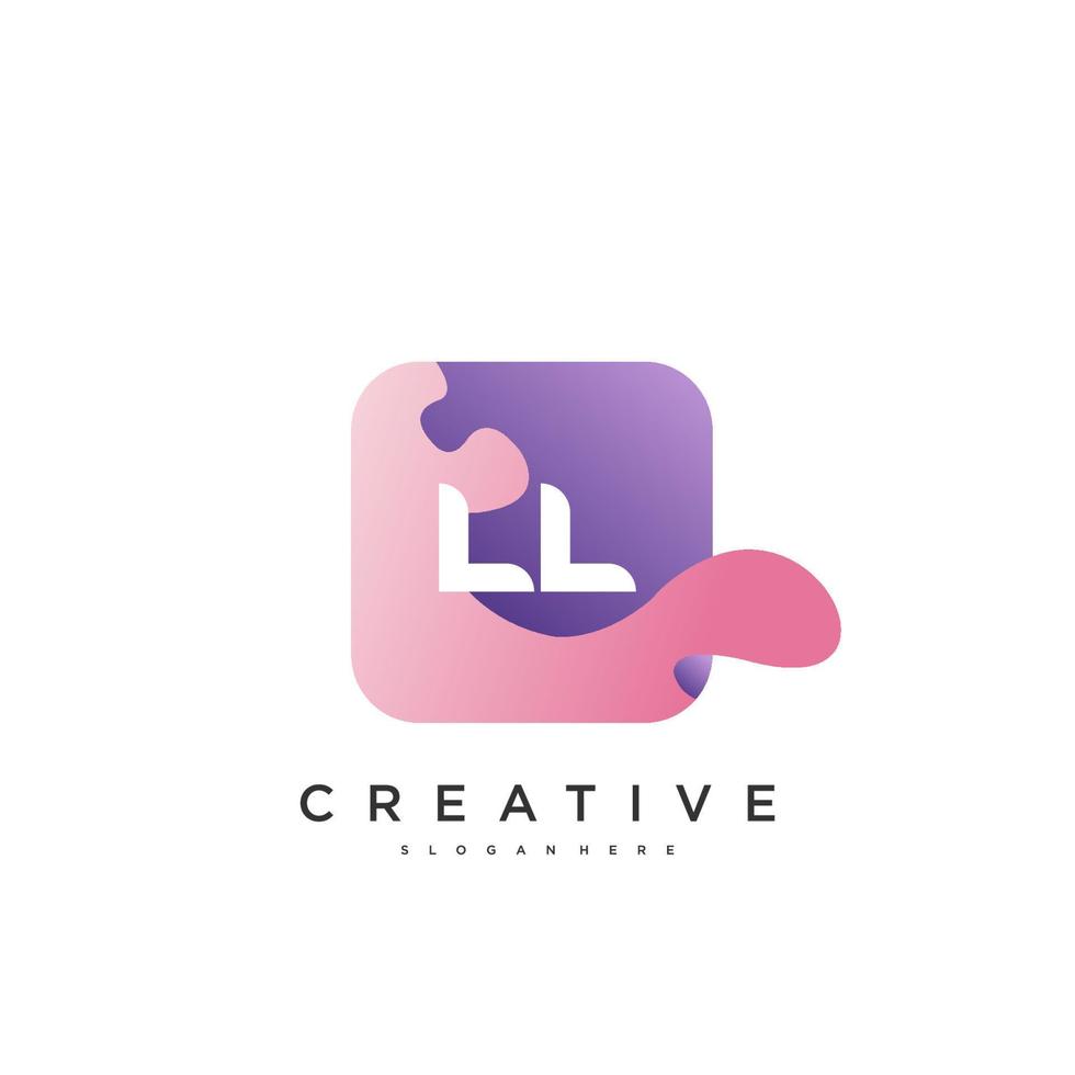 ll anfangsbuchstabe logo icon design template elemente mit wellenfarbener kunst vektor