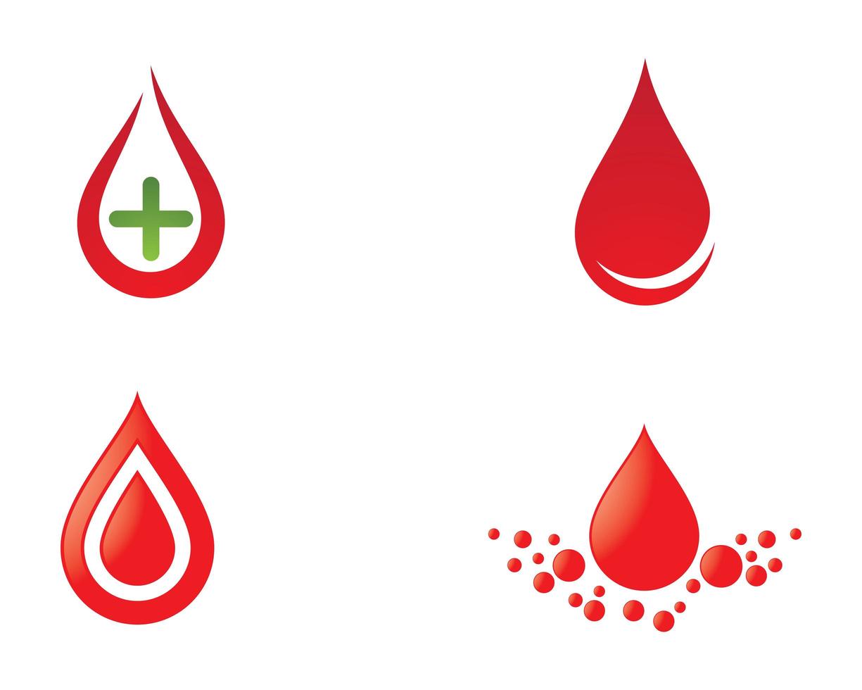 blod droppe logotyp design set vektor