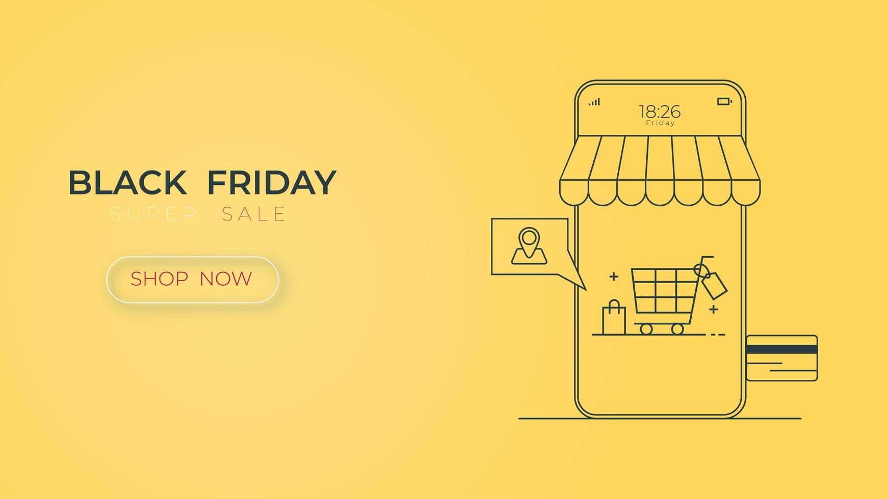 svart fredag försäljning onlinebutik med digital teknik smartphone vektor
