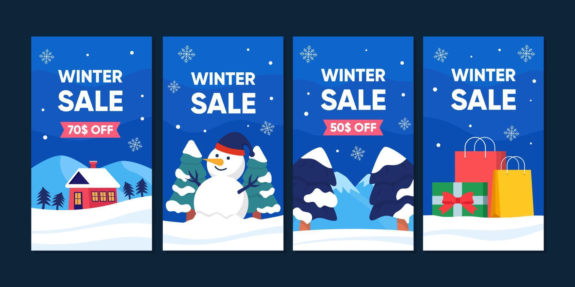 vinter- försäljning befordran för social media annons vektor