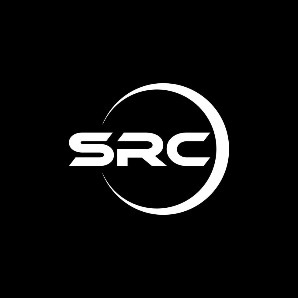 src-Brief-Logo-Design mit schwarzem Hintergrund im Illustrator. Vektorlogo, Kalligrafie-Designs für Logo, Poster, Einladung usw. vektor