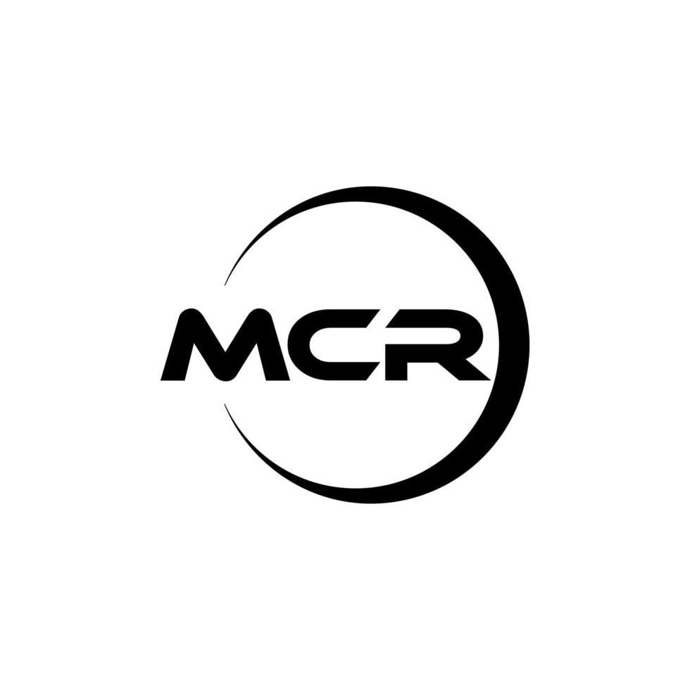 mcr brev logotyp design i illustration. vektor logotyp, kalligrafi mönster för logotyp, affisch, inbjudan, etc.