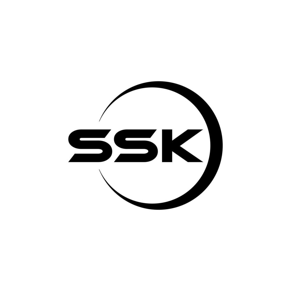 ssk brev logotyp design med vit bakgrund i illustratör. vektor logotyp, kalligrafi mönster för logotyp, affisch, inbjudan, etc.