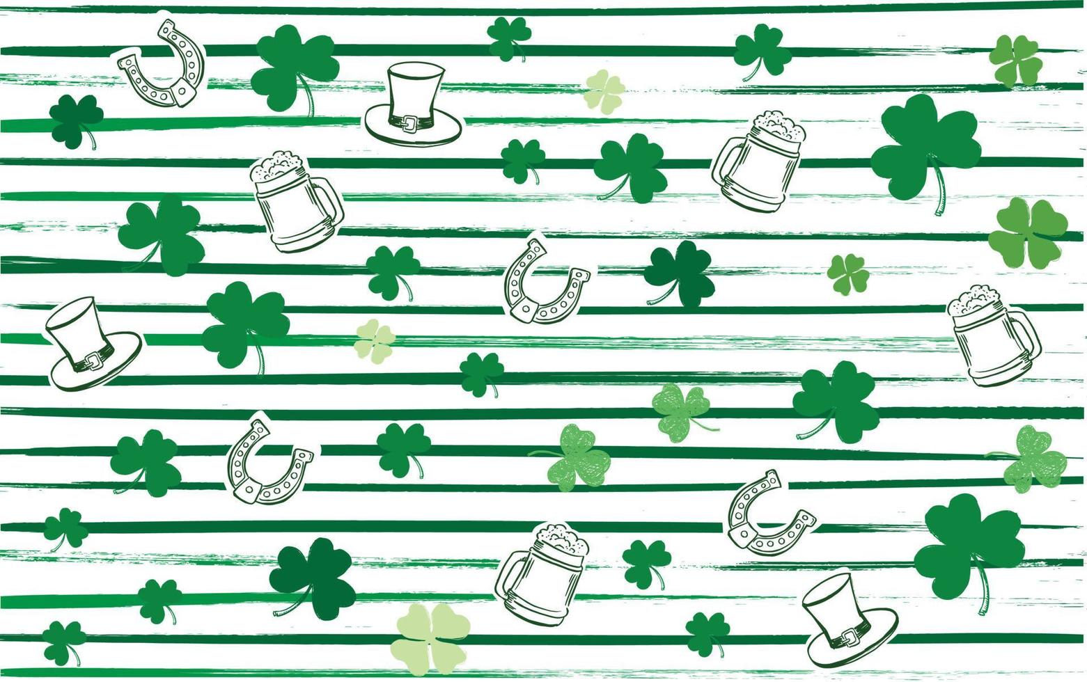 Kleeblatt. st. Patricks Day eingestellt. handgezeichnete Illustrationen. vektor