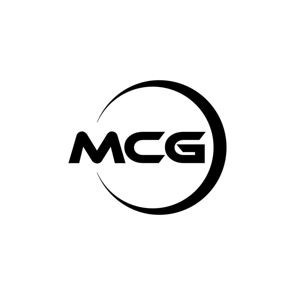 mcg brev logotyp design i illustration. vektor logotyp, kalligrafi mönster för logotyp, affisch, inbjudan, etc.