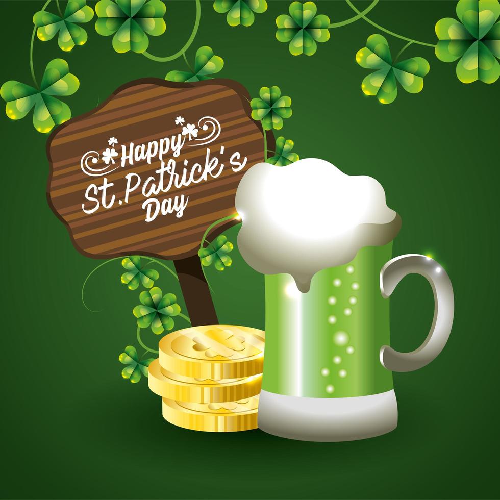 st. Patrick Day Banner mit einem Glas Bier vektor