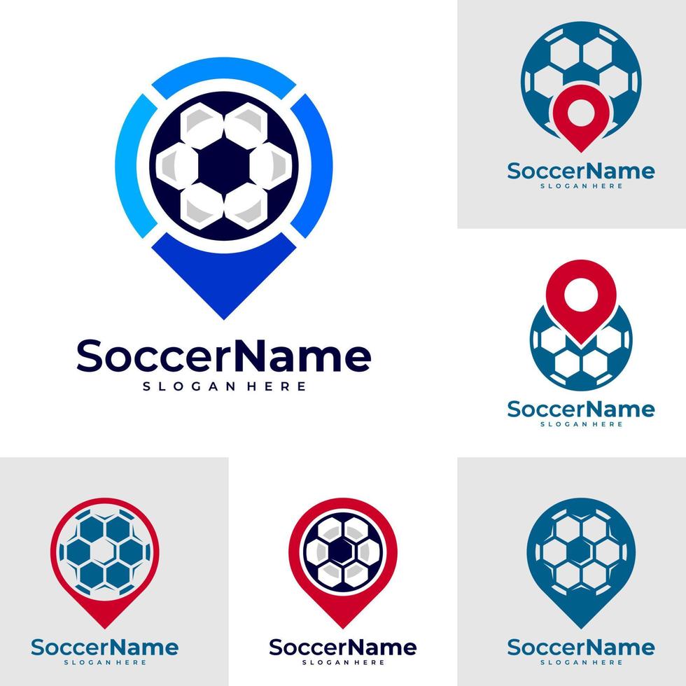 uppsättning av punkt fotboll logotyp mall, fotboll punkt logotyp design vektor
