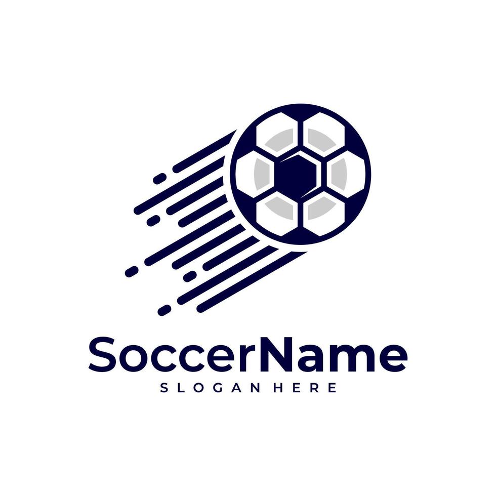 snabb fotboll logotyp mall, fotboll snabb logotyp design vektor