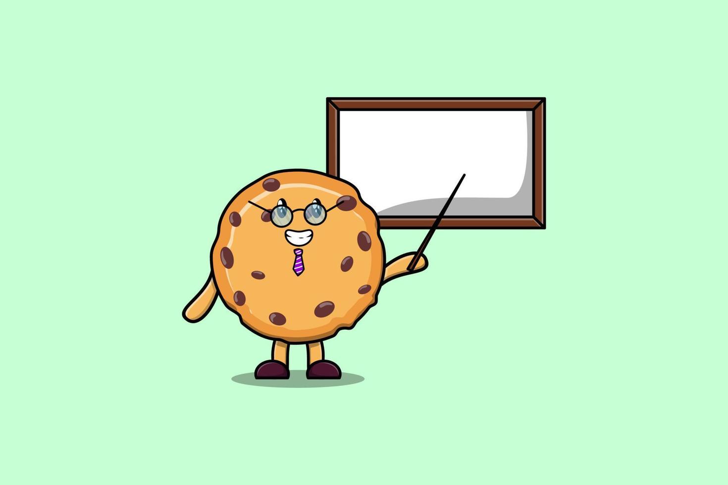 Cartoon-Kekse-Lehrer unterrichtet mit Whiteboard vektor