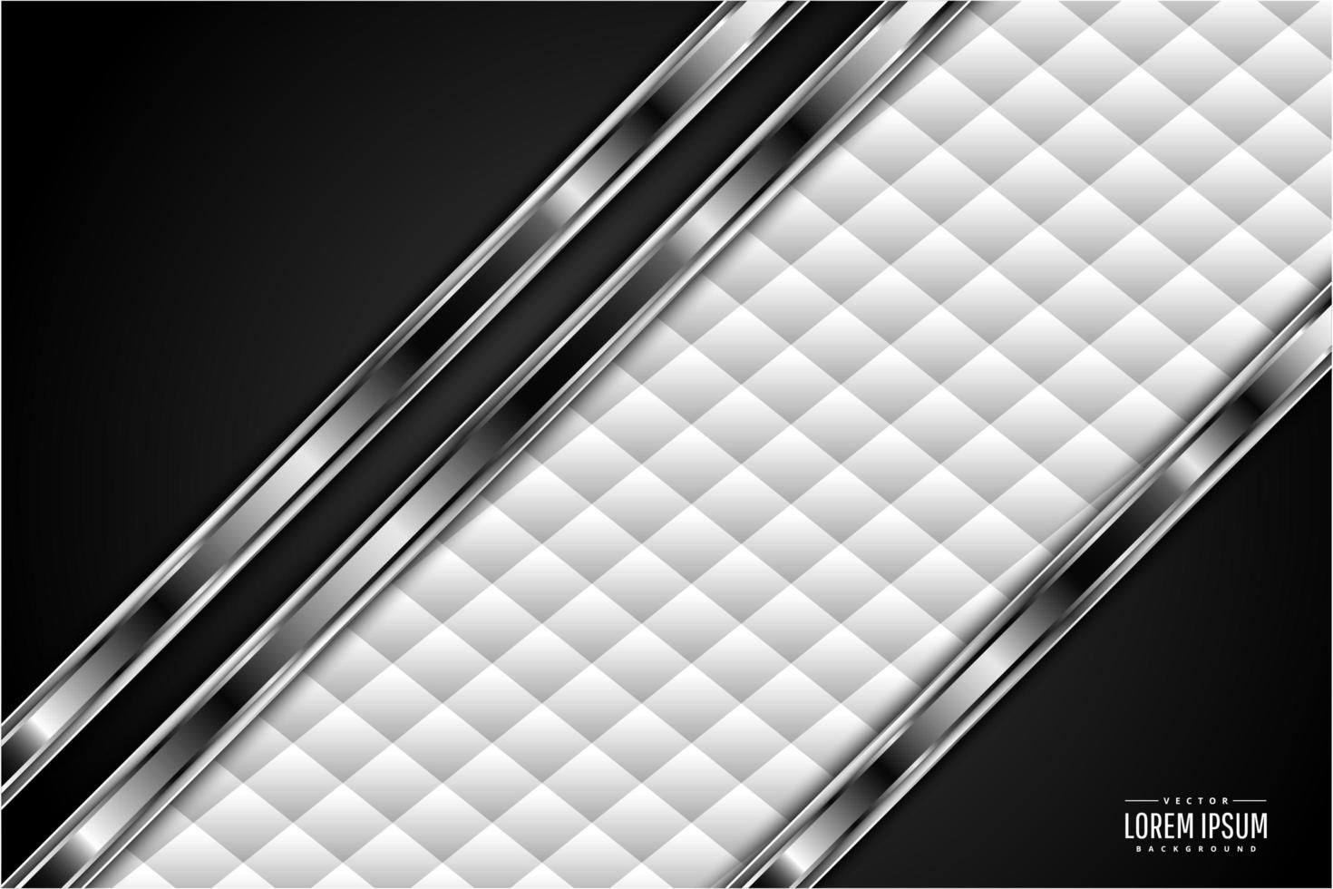 schwarzer und silberner metallischer Hintergrund mit weißer Polsterung vektor
