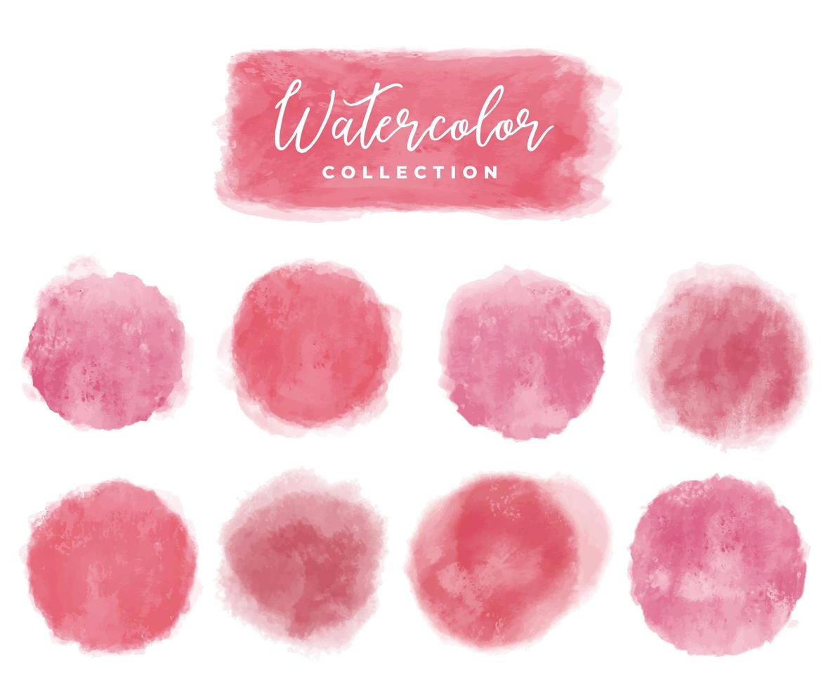 Sammlung Aquarellelemente rot, rosa vektor