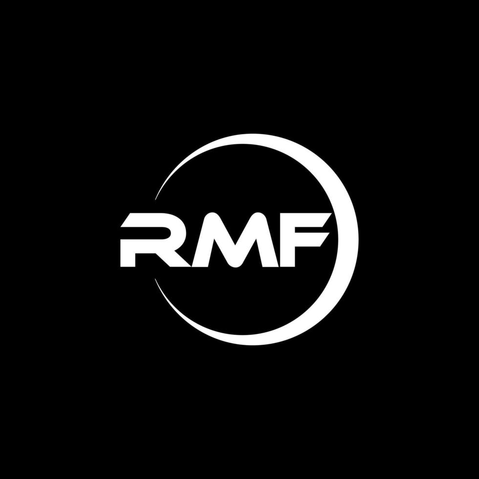 rmf brev logotyp design i illustration. vektor logotyp, kalligrafi mönster för logotyp, affisch, inbjudan, etc.