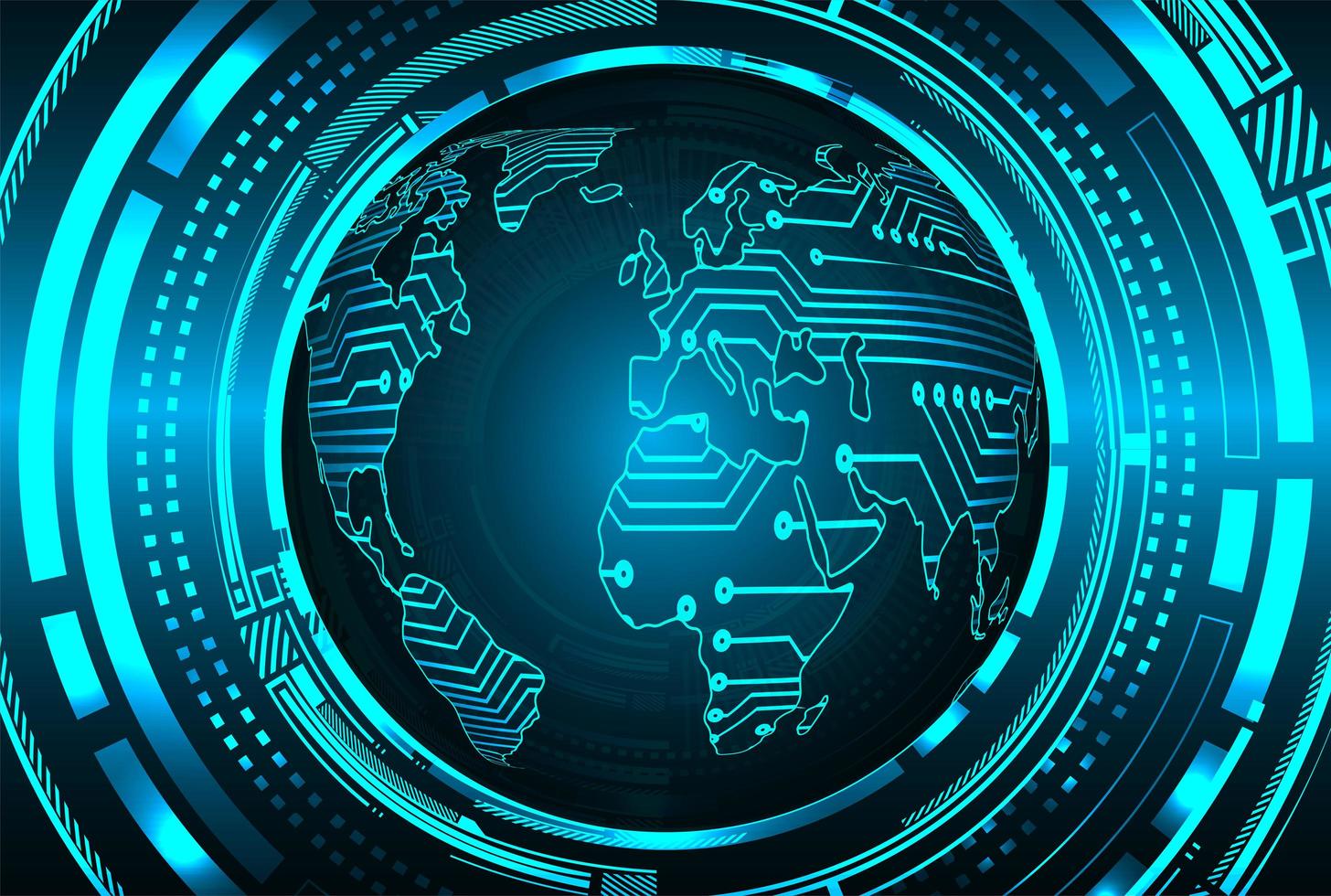blå värld cyber krets framtida teknik bakgrund vektor