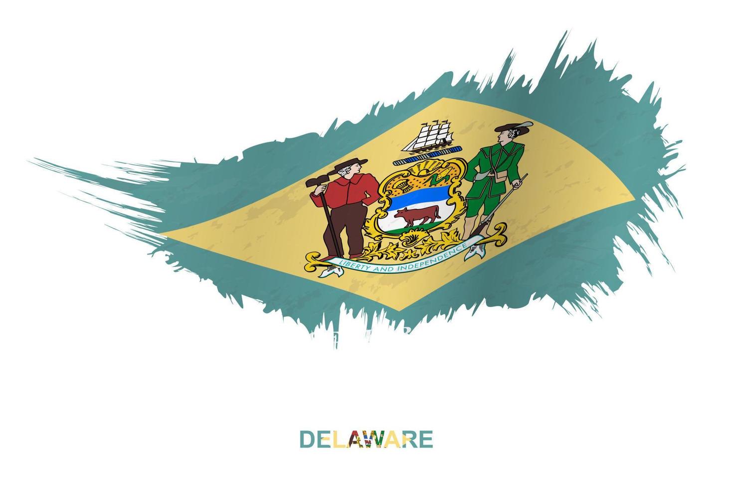 flagga av delaware stat i grunge stil med vinka effekt. vektor