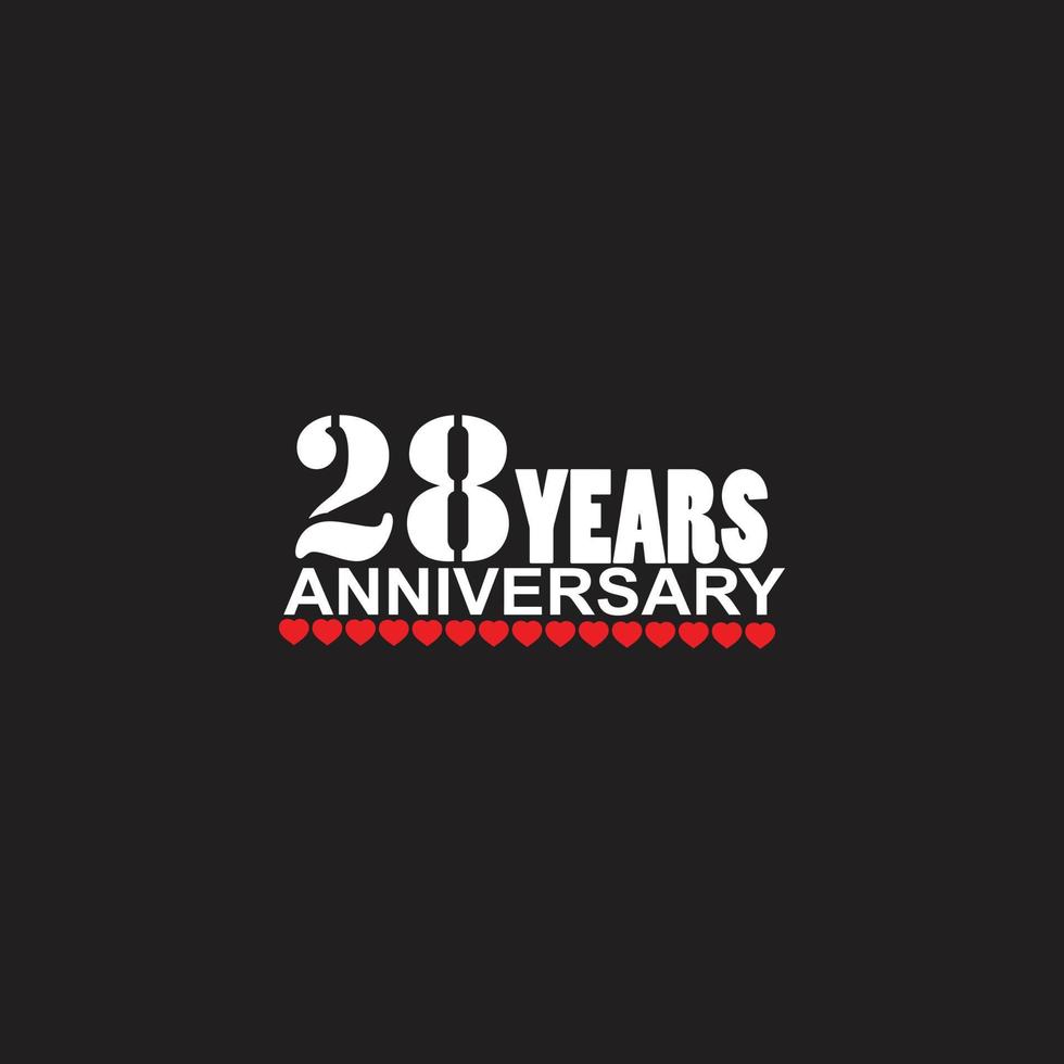 28 år årsdag firande logotyp, hand text, 28 år tecken, hälsning kort vektor