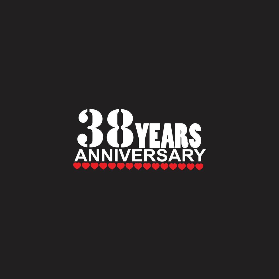38 år årsdag firande logotyp, hand text, 38 år tecken, hälsning kort vektor