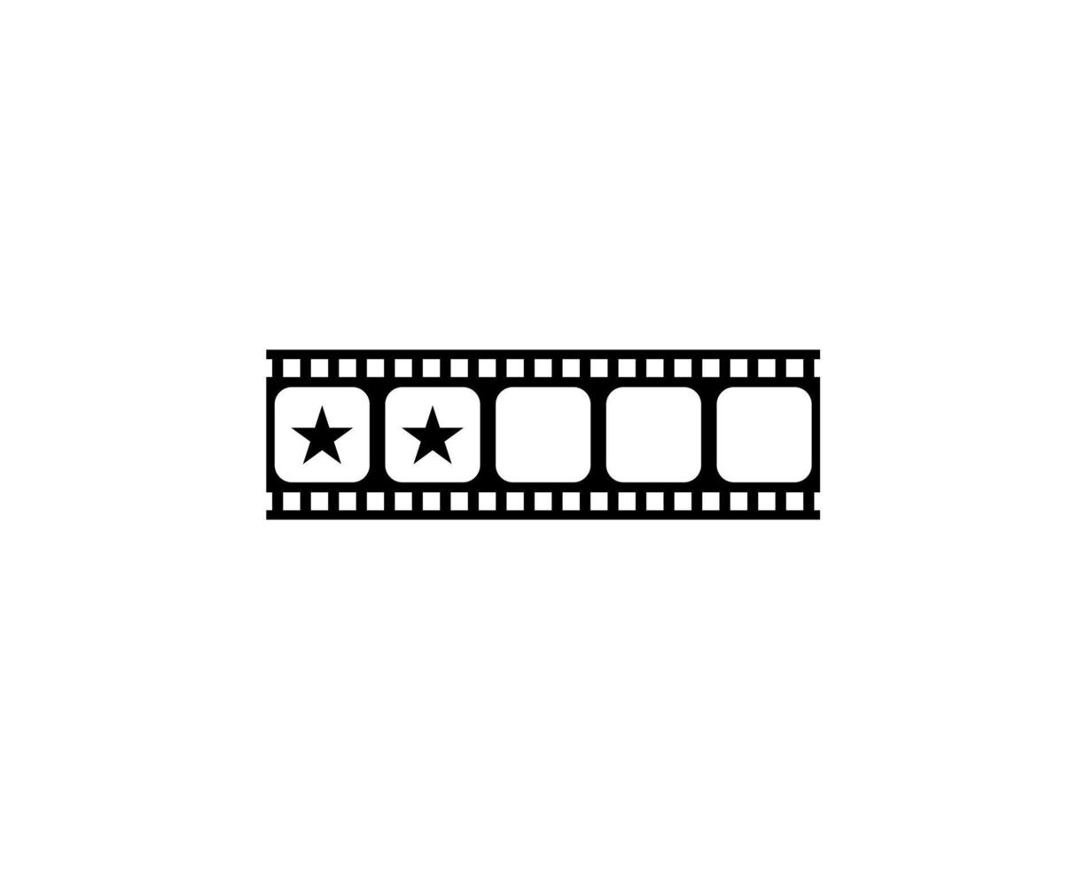 visuell av de fem, 5 stjärna tecken i de filma rand silhuett. betyg ikon symbol för filma eller film recension, piktogram, appar, hemsida eller grafisk design element. betyg 2 stjärna. vektor illustration