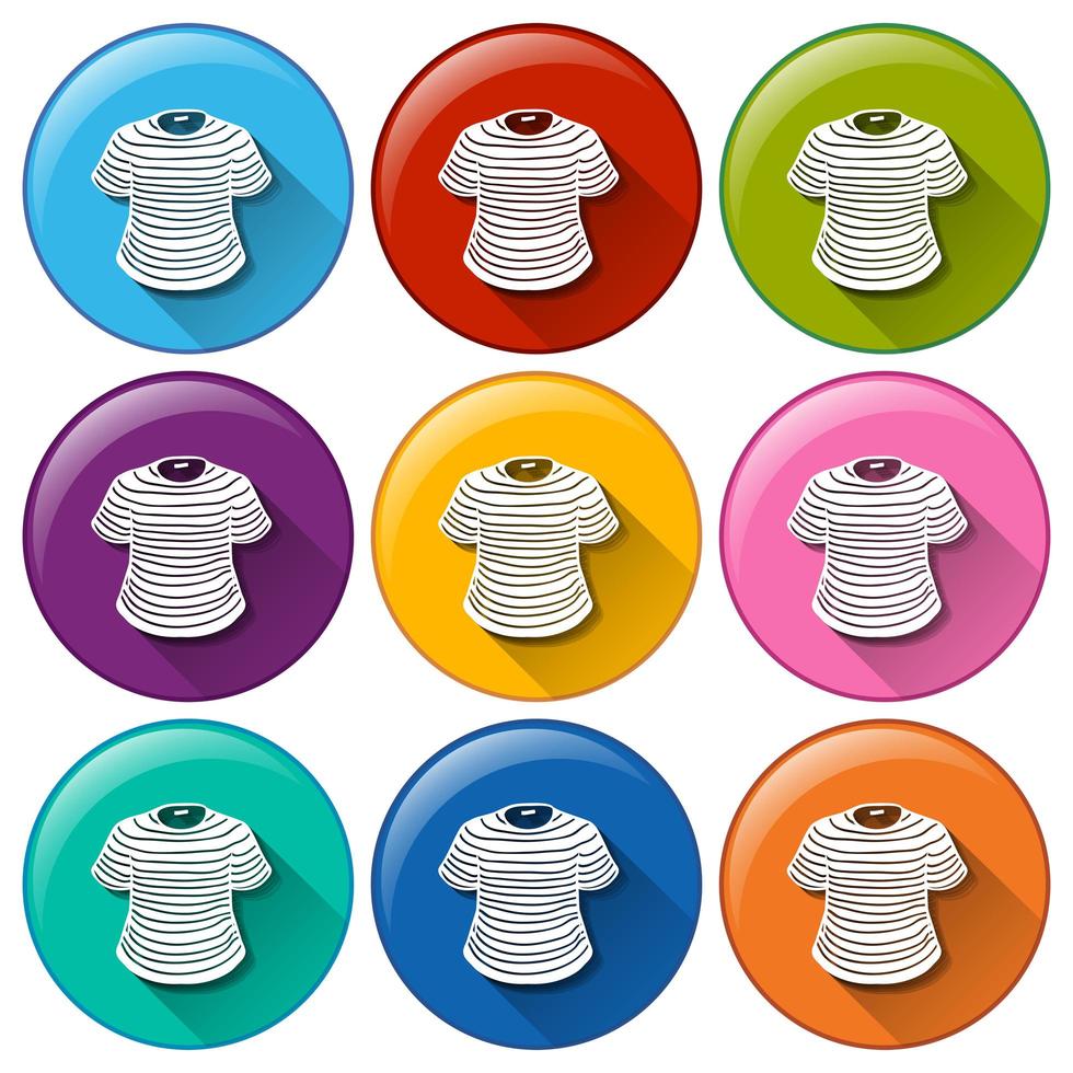 buntes T-Shirt Knopfset vektor