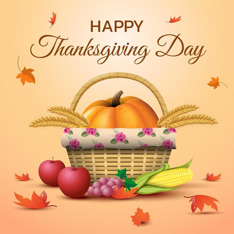 Happy Thanksgiving Day Korb Design vektor