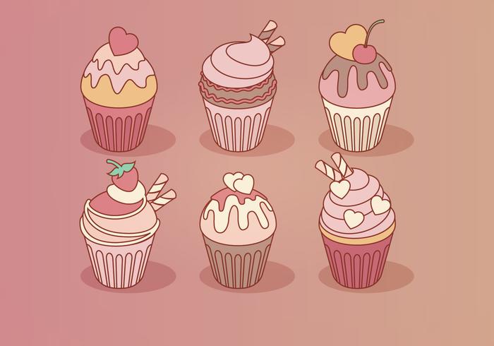 Vektor Valentinsdag Cupcakes