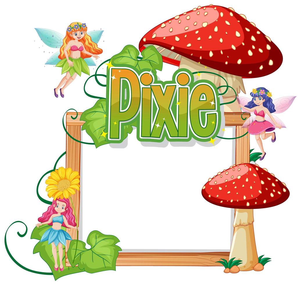 Pixie-Logos mit leerem Banner auf weißem Hintergrund vektor