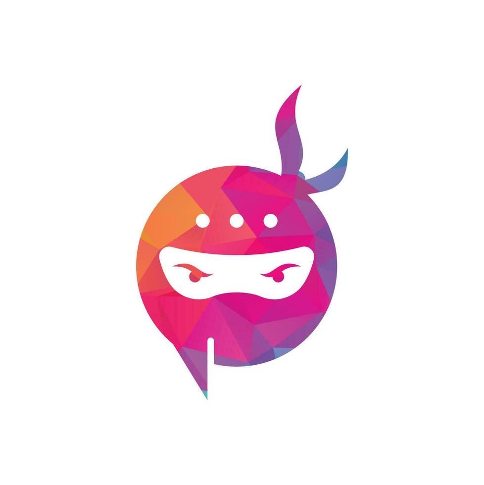 Ninja-Chat-Logo-Design-Vorlage. Ninja-Talk-Logo-Design-Ikone. vektor