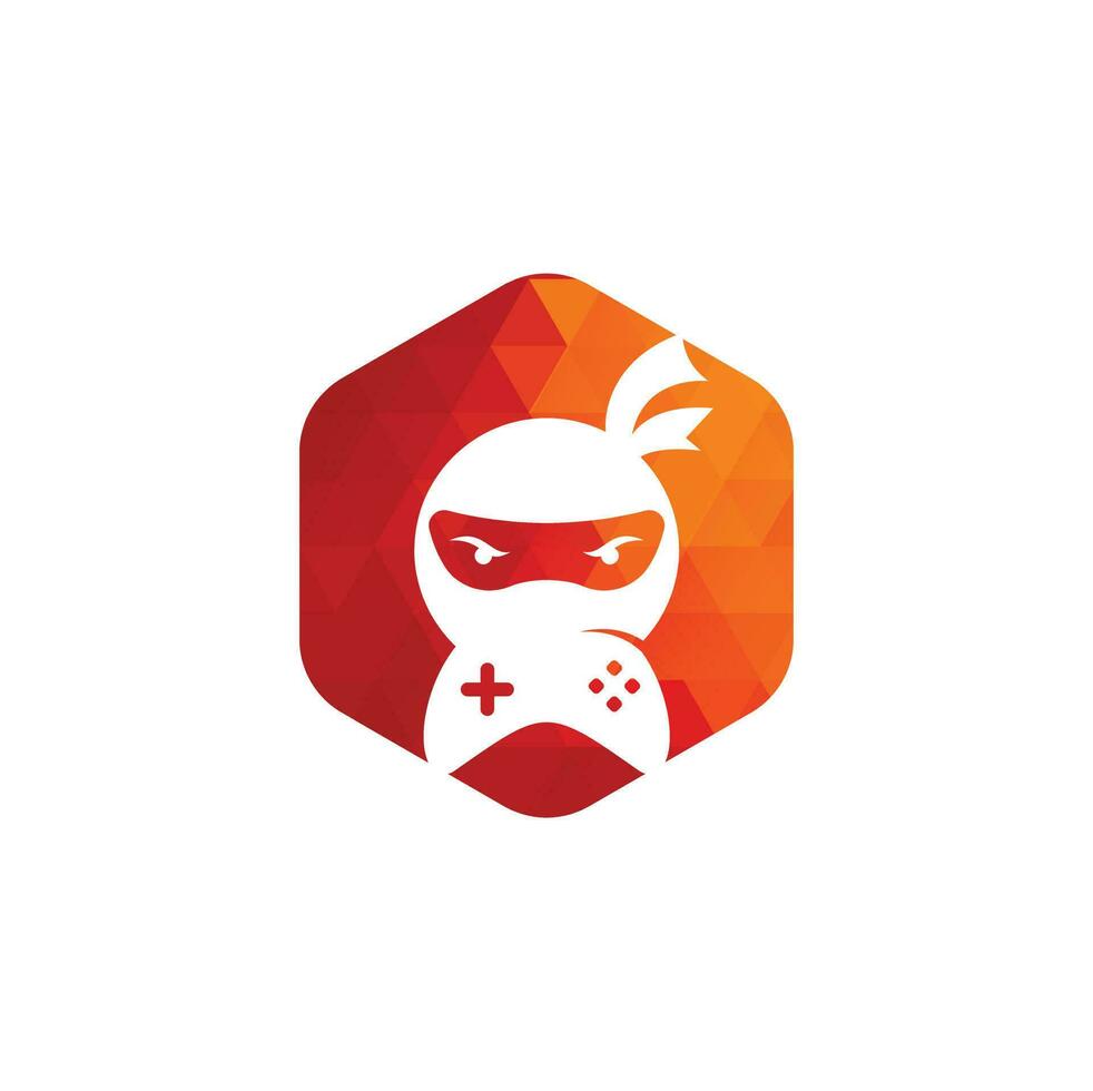 Ninja-Spiel-Logo-Design. Ninja-Gaming-Logo-Bilder Stock-Vektoren. Ninja-Game-Pad-Logo-Design-Ikone vektor