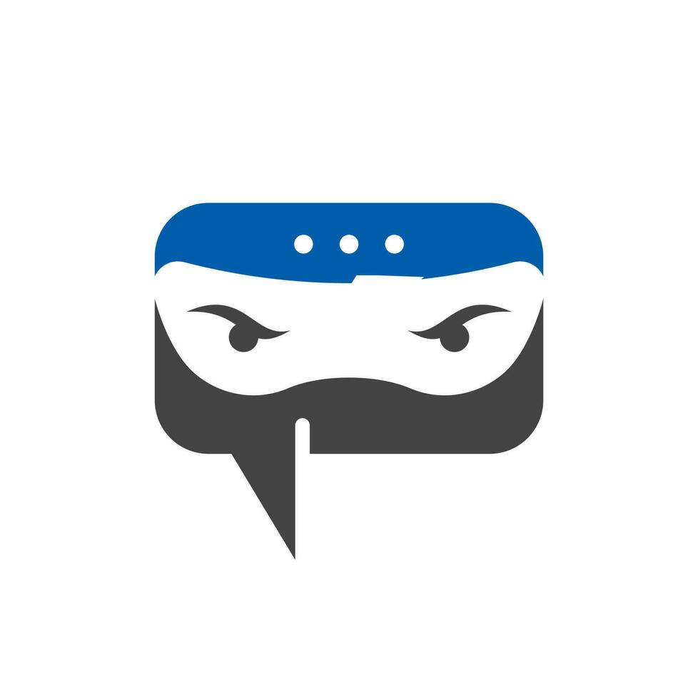 Ninja-Chat-Logo-Design-Vorlage. Ninja-Talk-Logo-Design-Ikone. vektor