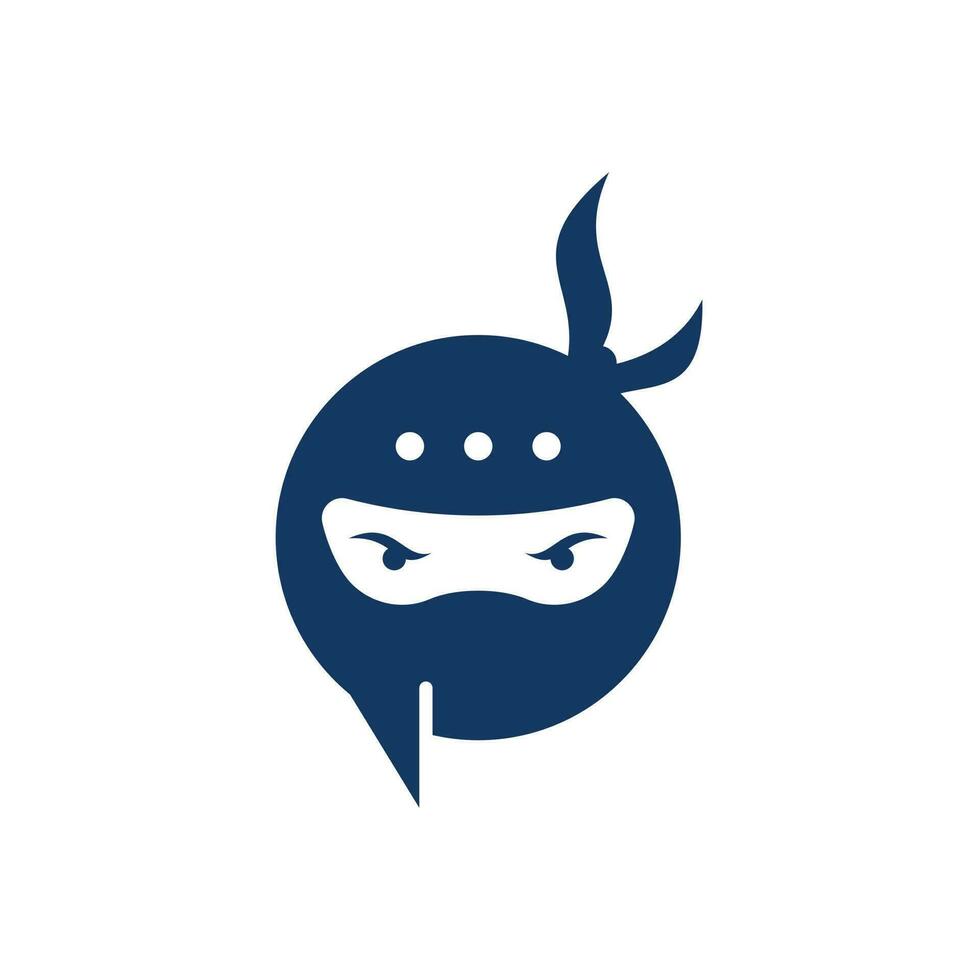 ninja chatt logotyp design mall. ninja prata logotyp design ikon. vektor