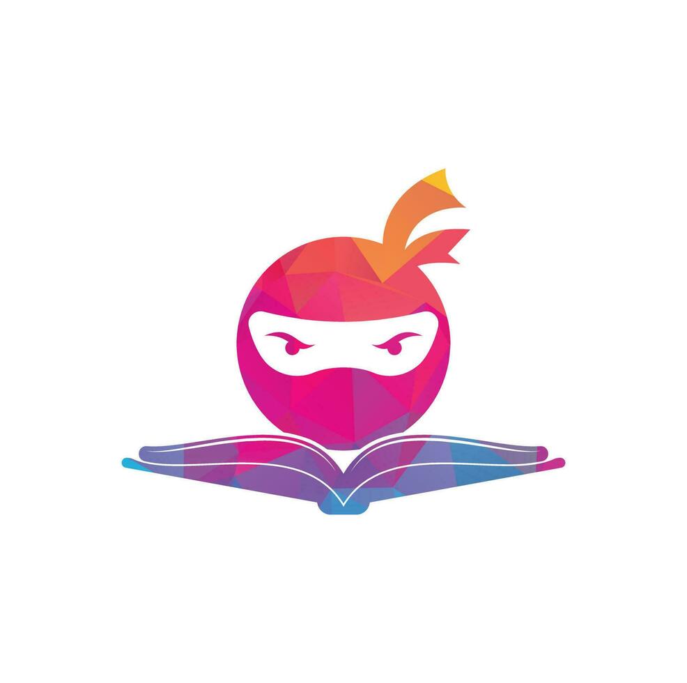 ninja bok logotyp design mall. bok ninja logotyp vektor ikon