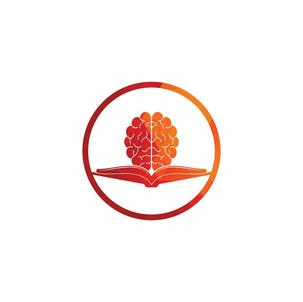 Buch-Gehirn-Logo-Design. pädagogisches und institutionelles Logodesign. buch- und gehirnkombinationslogokonzept vektor