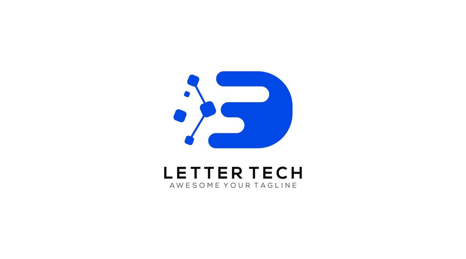 första brev d digital logotyp design mall vektor