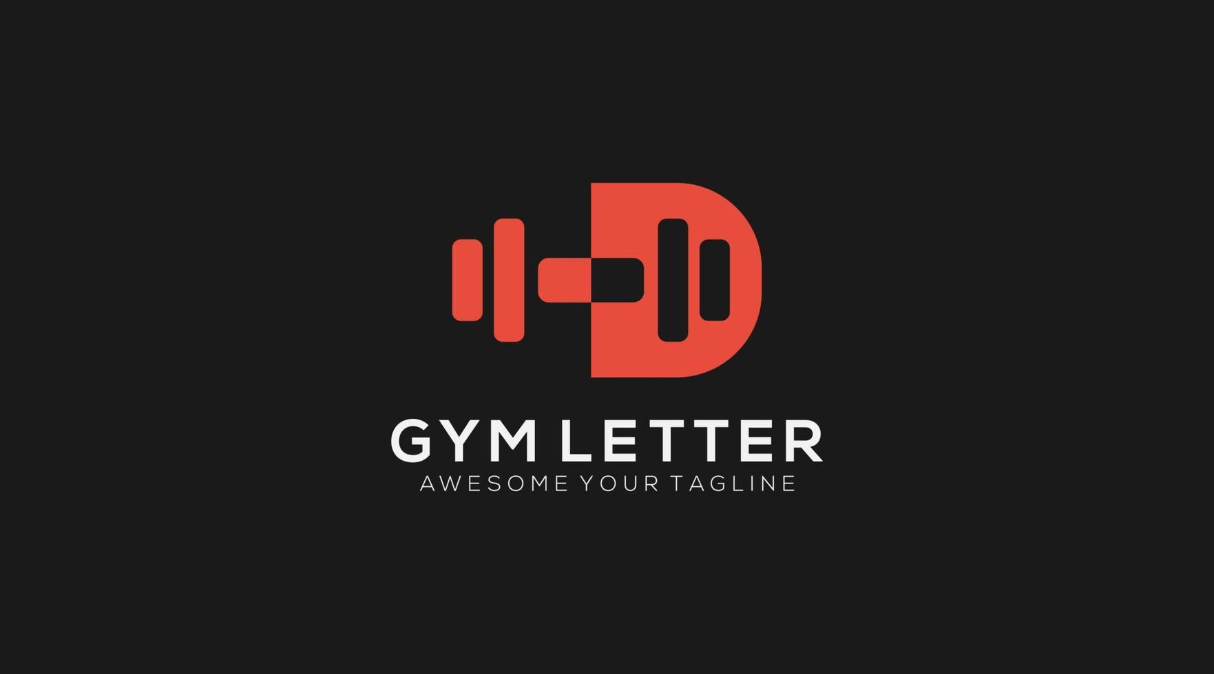 brev d logotyp med skivstång. kondition Gym logotyp. lyft vektor logotyp design