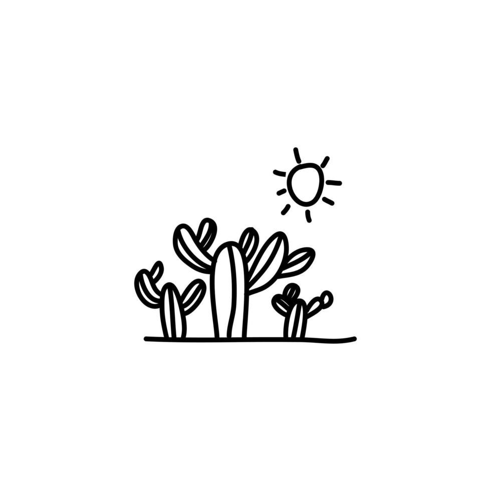 hand dragen kaktus öken- ikon, enkel klotter ikon vektor