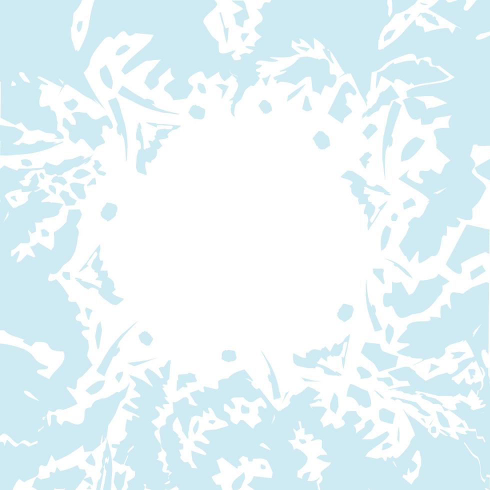 abstrakter Rahmen aus Punkten in Form von Blumen und Pflanzen in einem trendigen gedeckten hellblauen Farbton. isolieren vektor