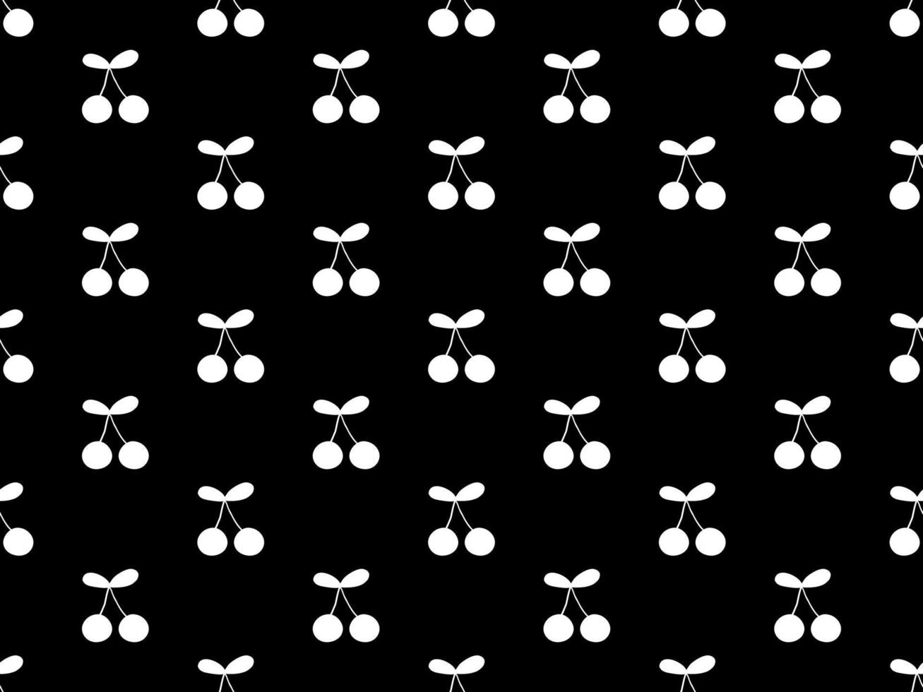 körsbär tecknad serie karaktär sömlös mönster på svart bakgrund vektor