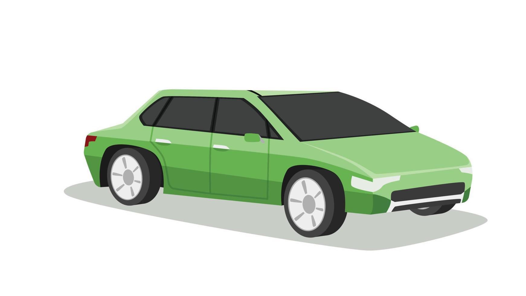 Vektor oder Illustrator des Jahrgangs der grünen Farbe des Luxusautos. isometrische ansicht des autos. auf weißem hintergrund isoliert mit schatten des autos.